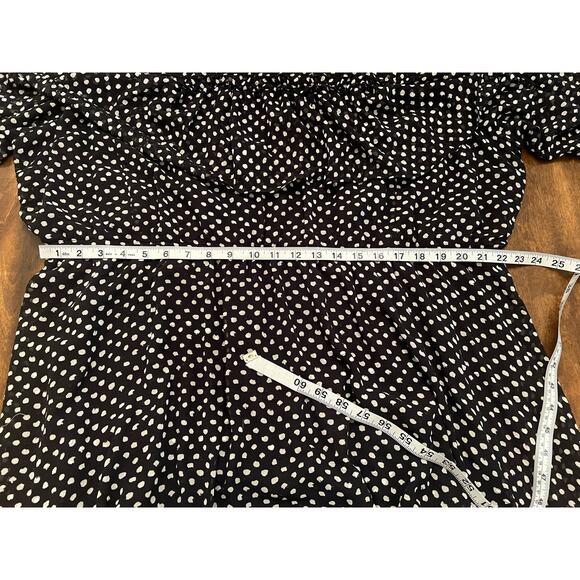Lane Bryant Women’s Black Textured Polka Dot Tiered Ruffle Long Sleeve Dress 26P - Picture 8 of 10